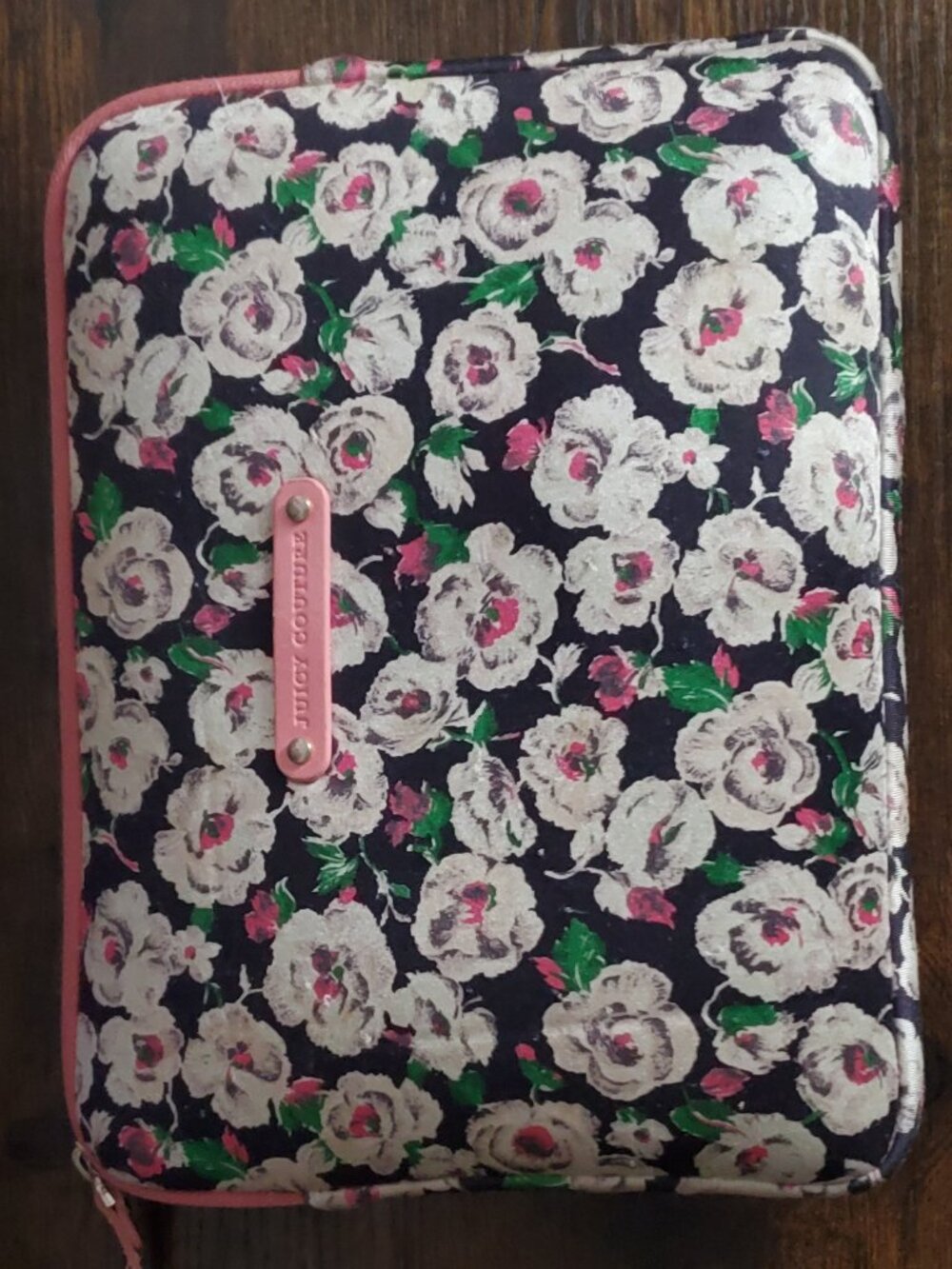 Juicy Couture Floral Print Laptop Sleeve Case Bag Pink Trim